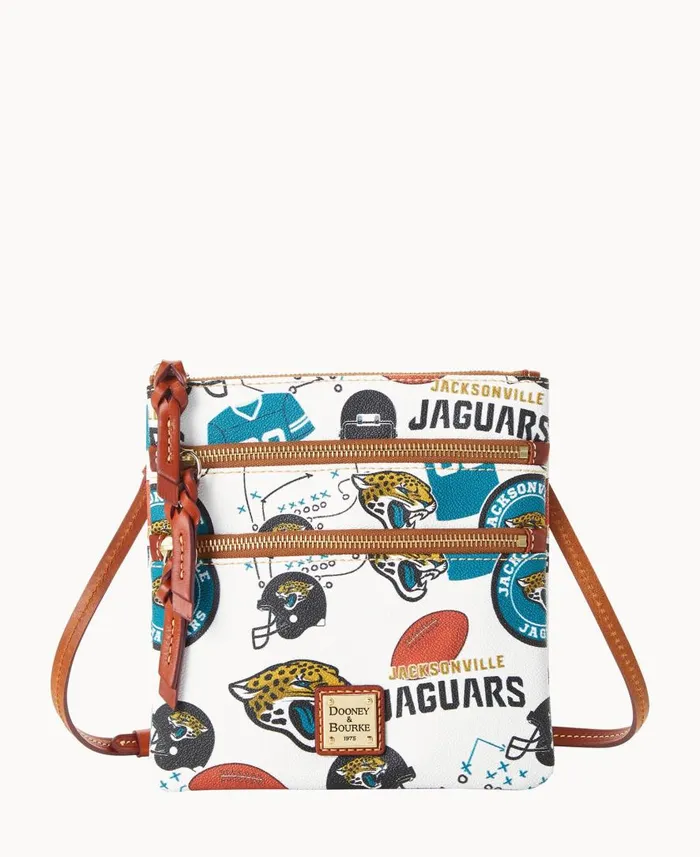Woman NFL Jaguars N S Triple Zip Crossbody Jaguars Dooney and Bourke Crossbodies