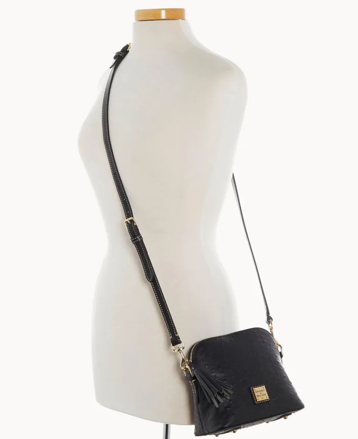 Woman Ostrich Domed Crossbody Black Dooney and Bourke Crossbodies Woman Ostrich Domed Crossbody Black Dooney and Bourke Crossbodies