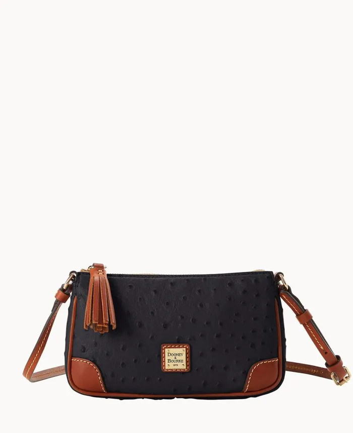 Woman Ostrich Slim Crossbody Black Dooney and Bourke Crossbodies