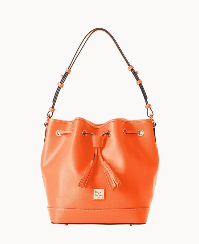 Woman Saffiano Drawstring Coral Dooney and Bourke Shoulder Bags