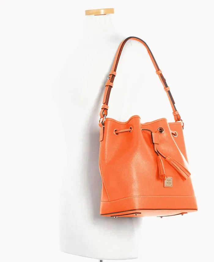 Woman Saffiano Drawstring Coral Dooney and Bourke Shoulder Bags Woman Saffiano Drawstring Coral Dooney and Bourke Shoulder Bags