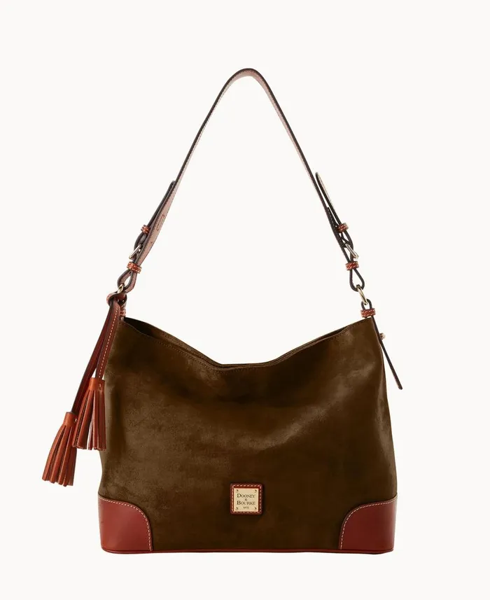 Woman Suede Large Sac Olive Dooney and Bourke Shoulder Bags