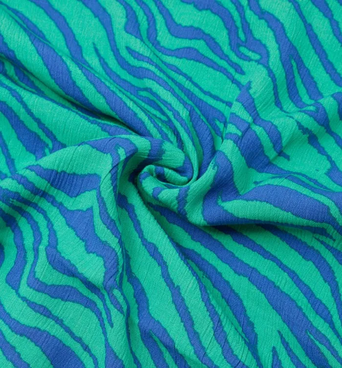 Women 2m Crinkle Viscose Fabric Cut 8211 Blue Print Promod Fabric Cuts And Patterns