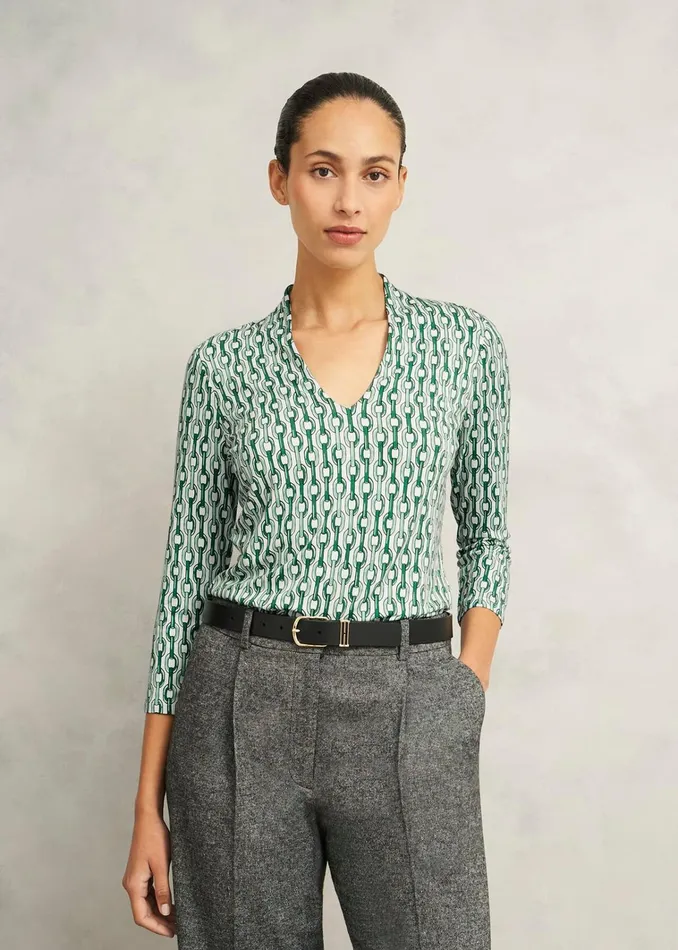 Women Aimee Printed Top Green Ivory Hobbs Tops