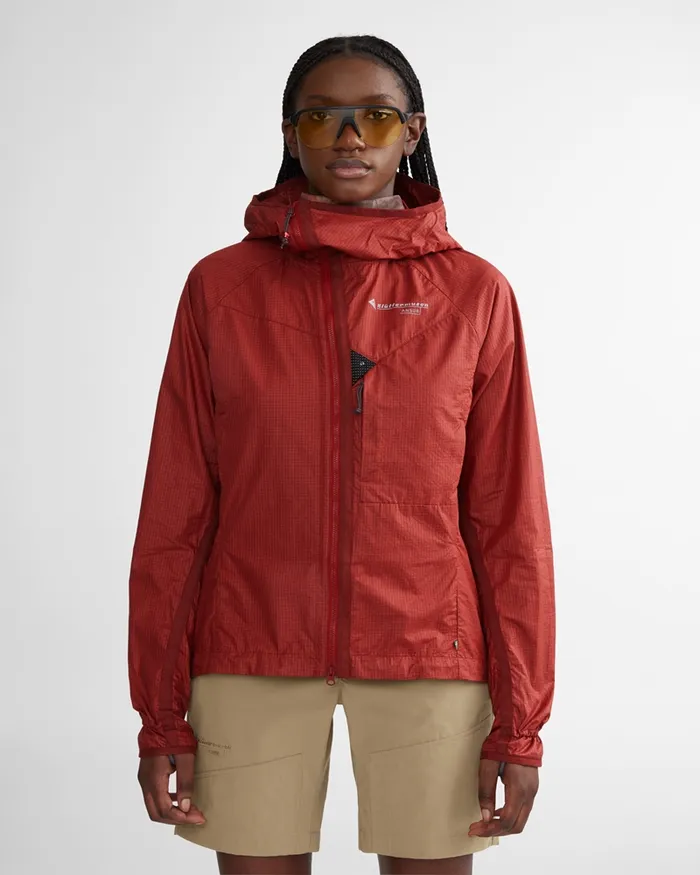 Women Ansur Hooded Katla Cotton Jacket Rose Red Klttermusen Wind Resistant Jackets
