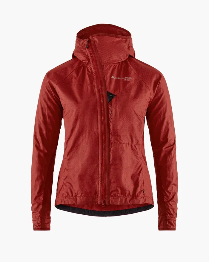 Women Ansur Hooded Katla Cotton Jacket Rose Red Klttermusen Wind Resistant Jackets
