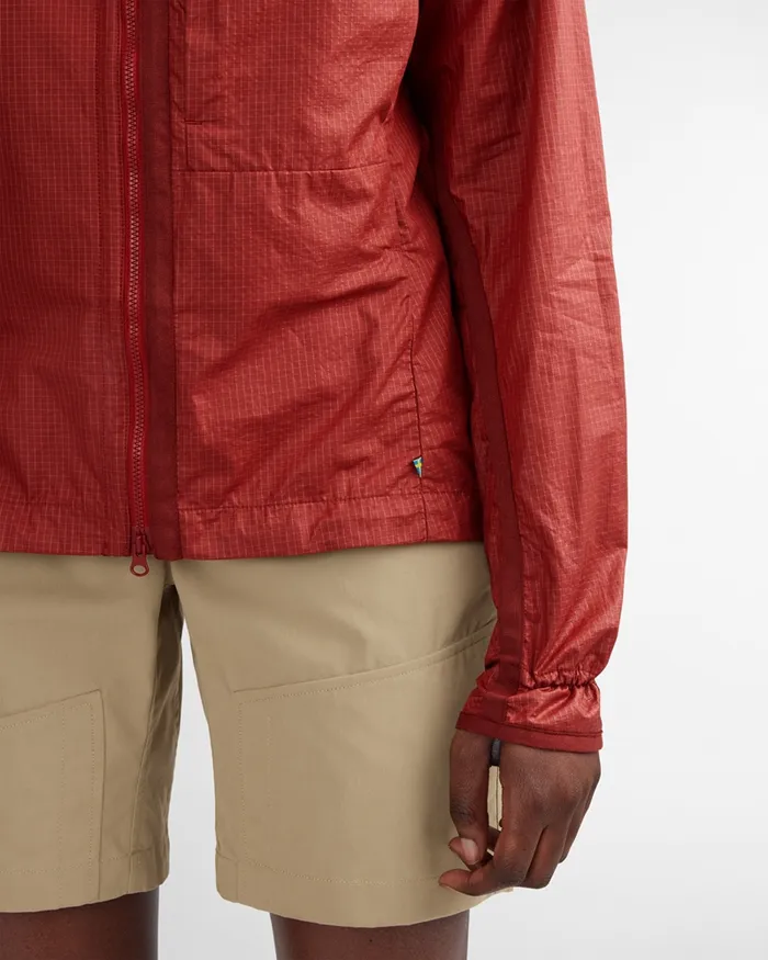 Women Ansur Hooded Katla Cotton Jacket Rose Red Klttermusen Wind Resistant Jackets