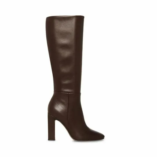 Women ARCHERS BROWN LEATHER Brown Leather Steve Madden Boots and Booties