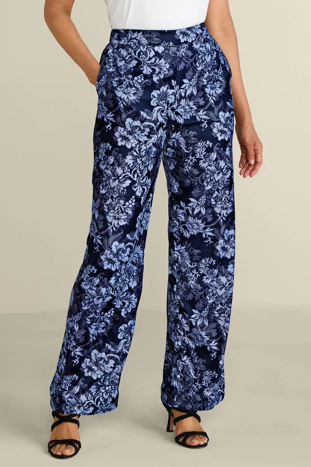 Women Aria Velvet Wide Leg Pants Cabernet Soft Surroundings Pants