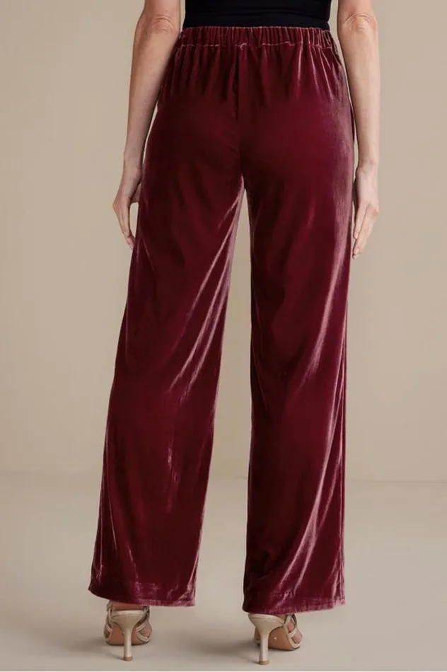 Women Aria Velvet Wide Leg Pants Cabernet Soft Surroundings Pants