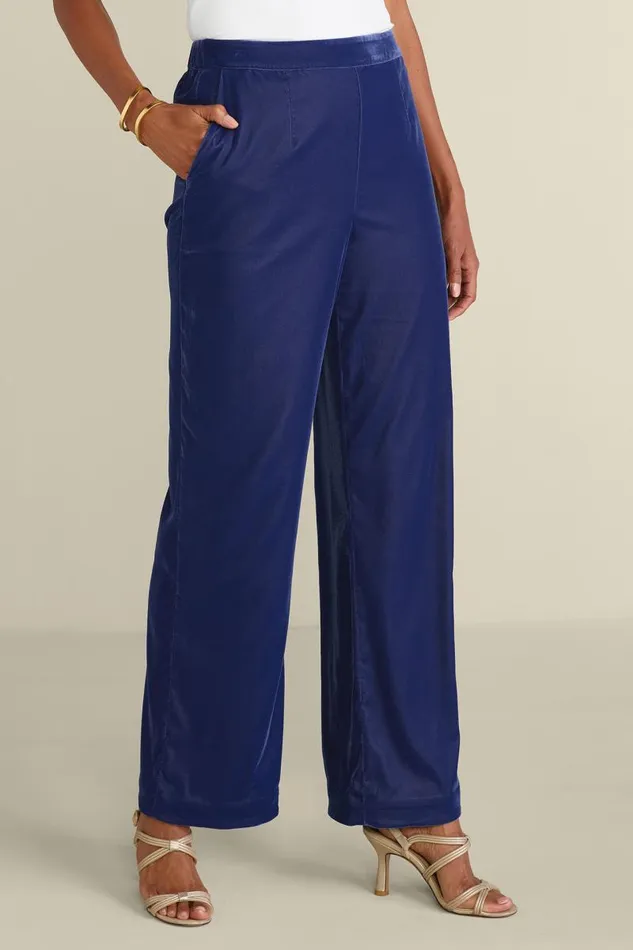 Women Aria Velvet Wide Leg Pants Cabernet Soft Surroundings Pants