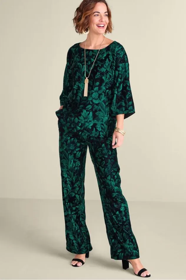 Women Aria Velvet Wide Leg Pants Cabernet Soft Surroundings Pants