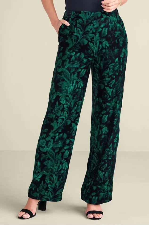 Women Aria Velvet Wide Leg Pants Cabernet Soft Surroundings Pants