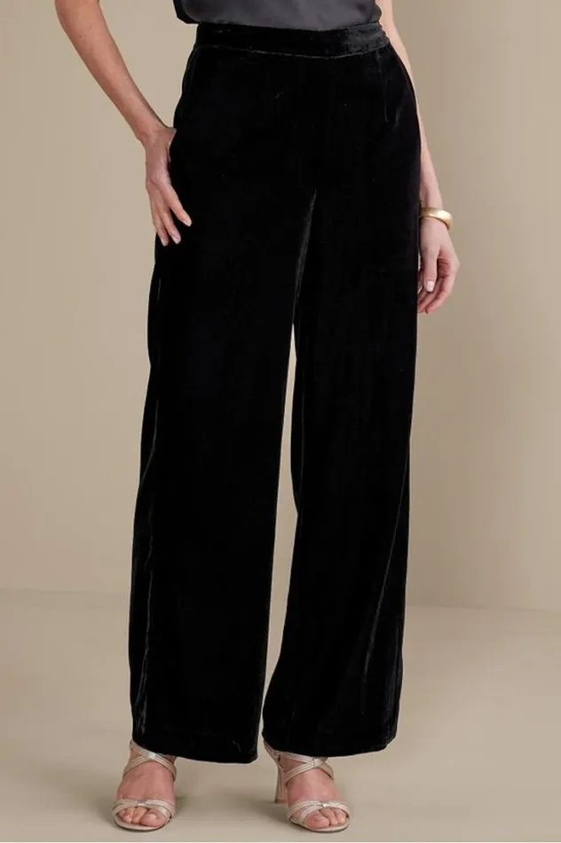 Women Aria Velvet Wide Leg Pants Cabernet Soft Surroundings Pants