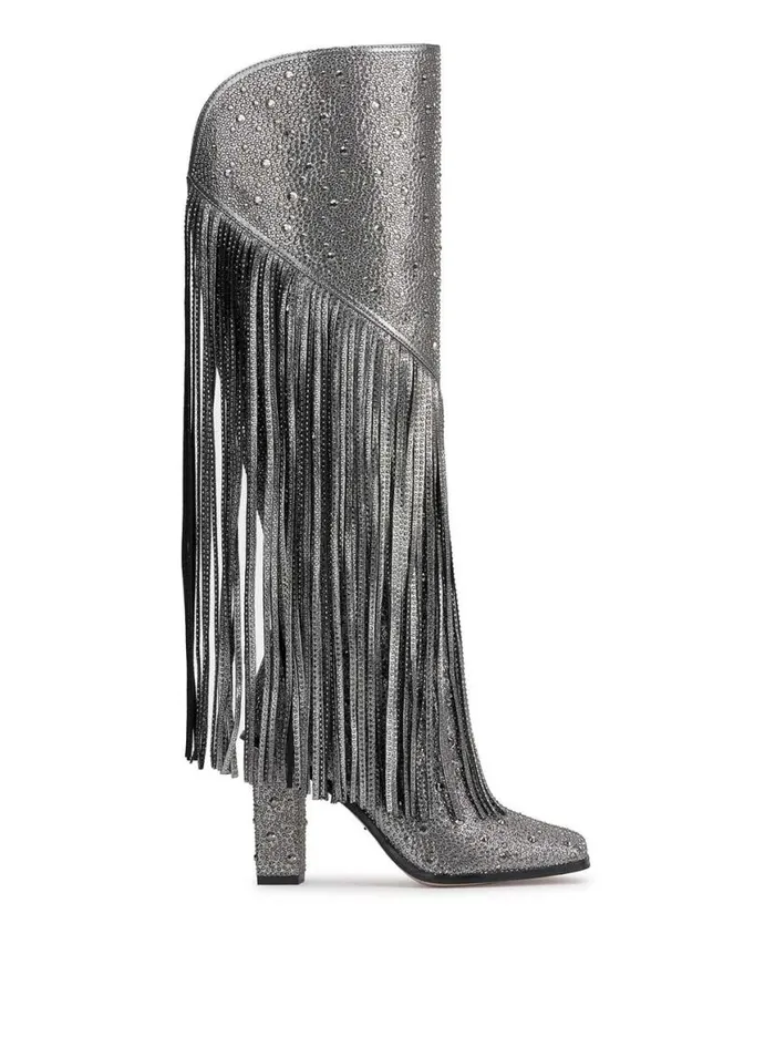 Women Asire Fringe Boot In Pewter Jessica Simpson Boots and Booties