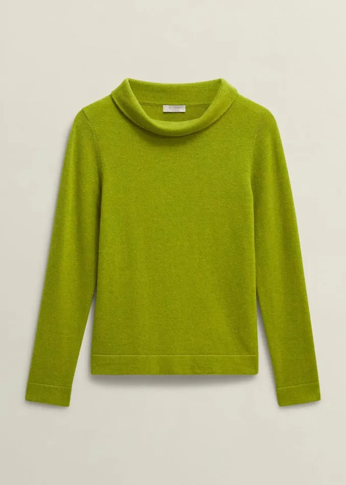 Women Audrey Wool Cashmere Jumper Lime Green Hobbs Jumpers and Cardigans