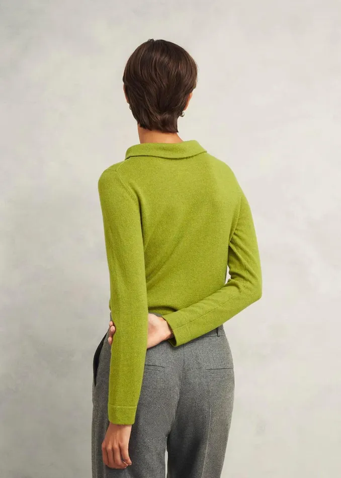 Women Audrey Wool Cashmere Jumper Lime Green Hobbs Jumpers and Cardigans