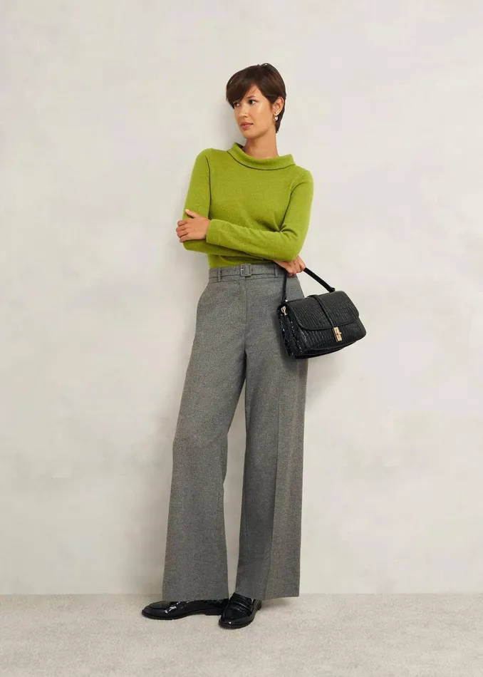 Women Audrey Wool Cashmere Jumper Lime Green Hobbs Jumpers and Cardigans