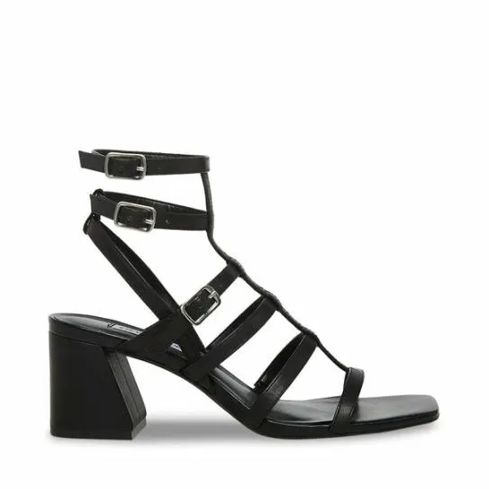 Women AUGUST BLACK LEATHER Black Leather Steve Madden Sandals
