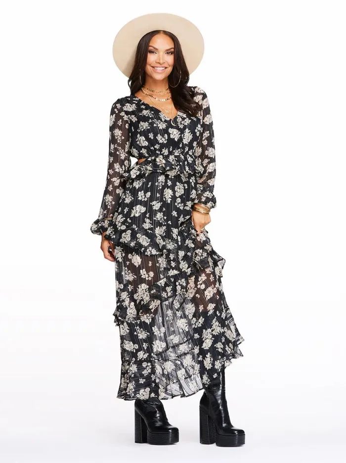 Women Baianca Maxi Dress In Pressed Florets Black Jessica Simpson Dresses