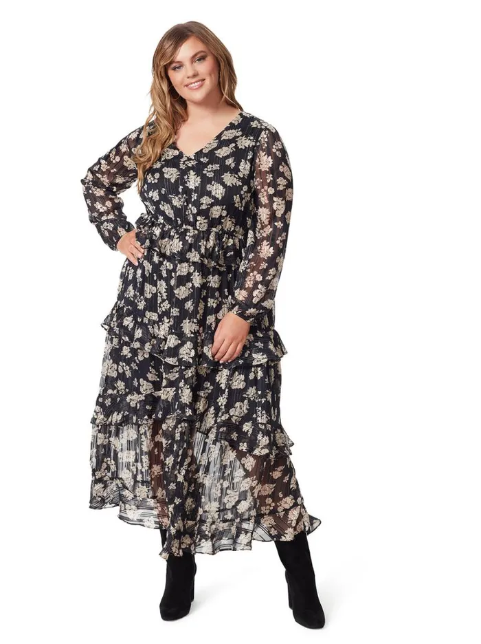 Women Baianca Maxi Dress In Pressed Florets Black Jessica Simpson Dresses