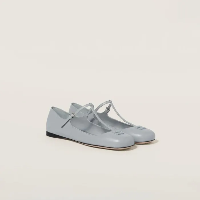 Women Ballerinas Miu Miu Leather Ballerinas Cornflower