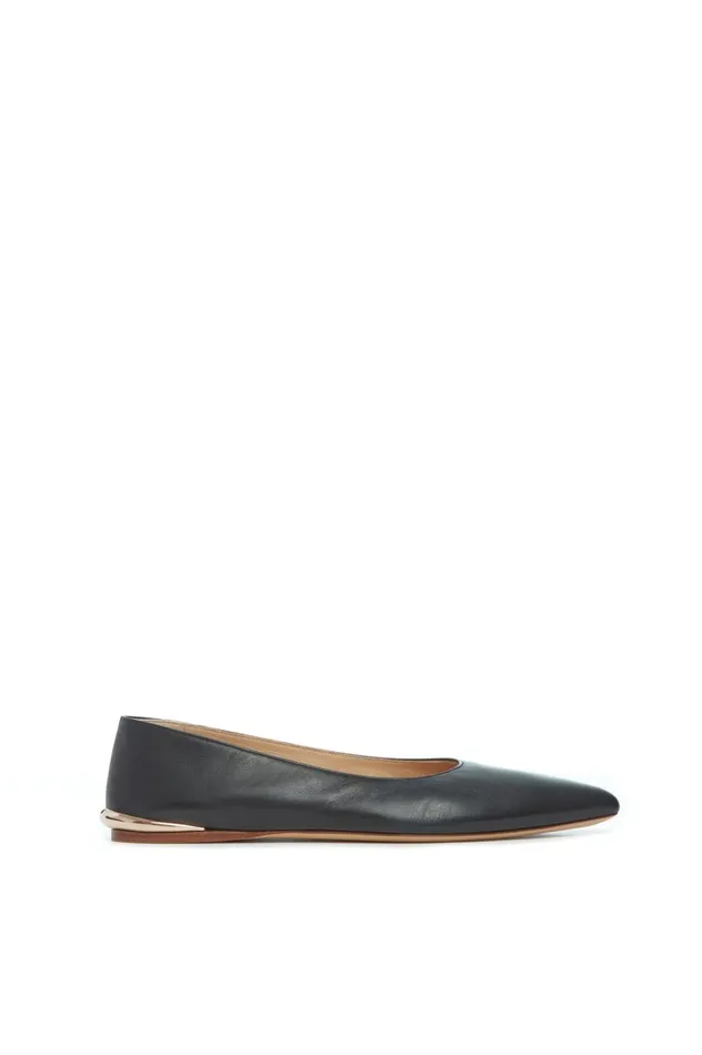 Women Ballet Flats Gabriela Hearst Fleur Ballerina Flat In Black Leather