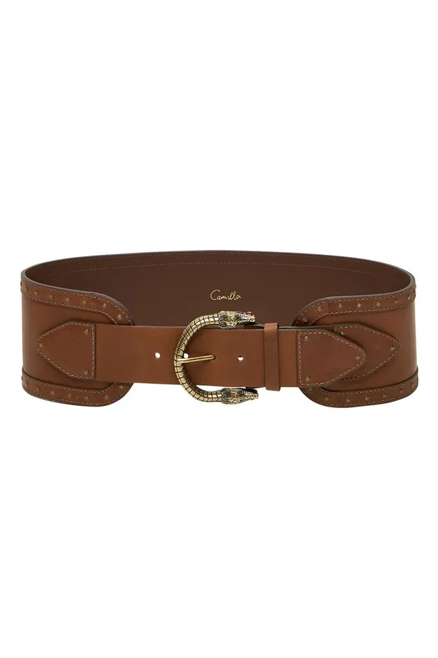 Women Belts Camilla Cinched Leather Belt Tan