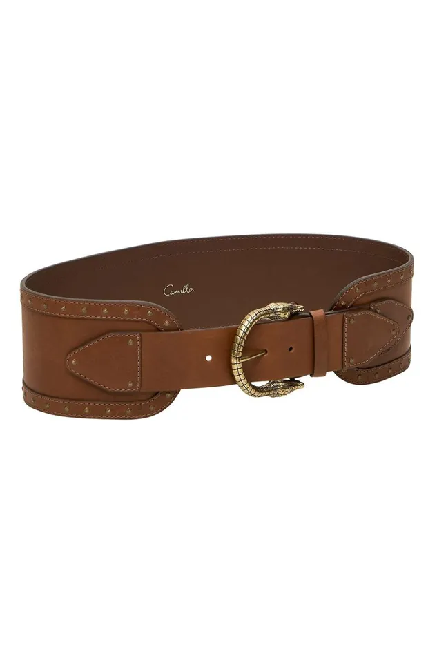 Women Belts Camilla Cinched Leather Belt Tan