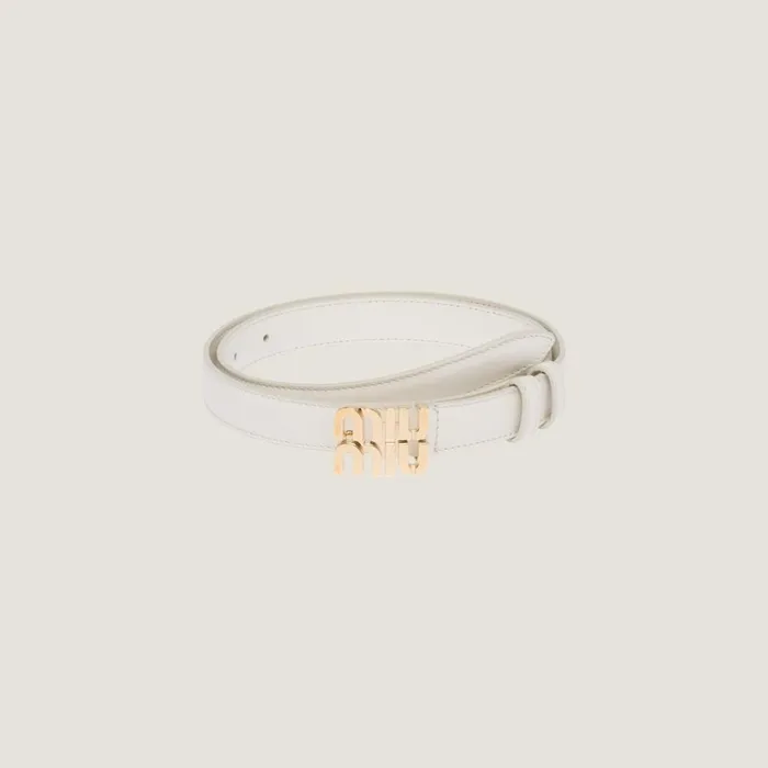 Women Belts Miu Miu Leather Belt White