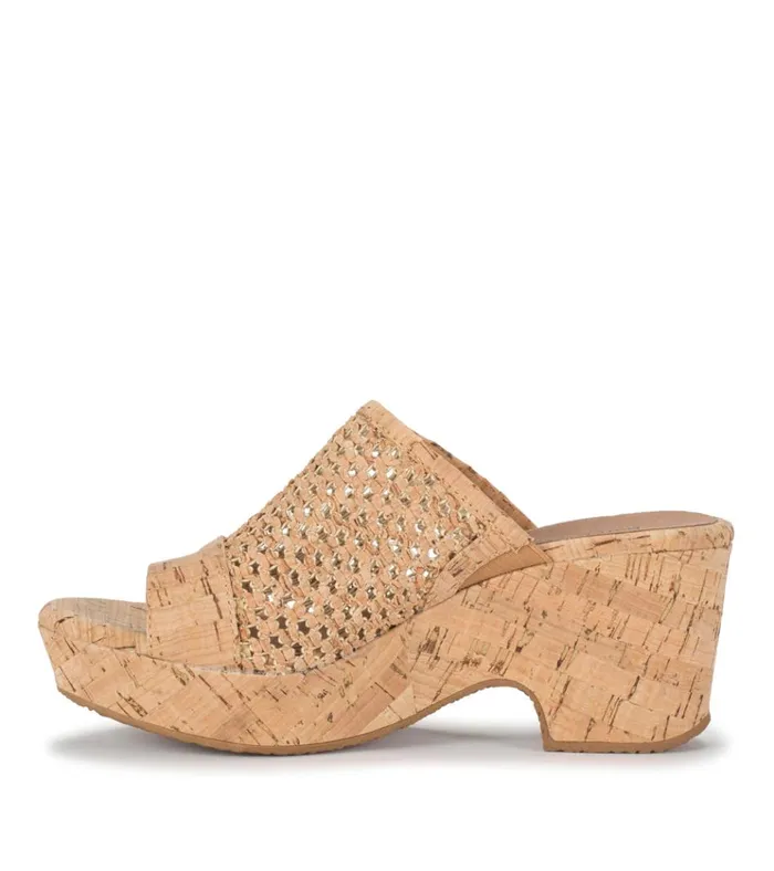 Women Bethie Wedge Sandal Natural Cork Baretraps Slides and Slip On Sandals