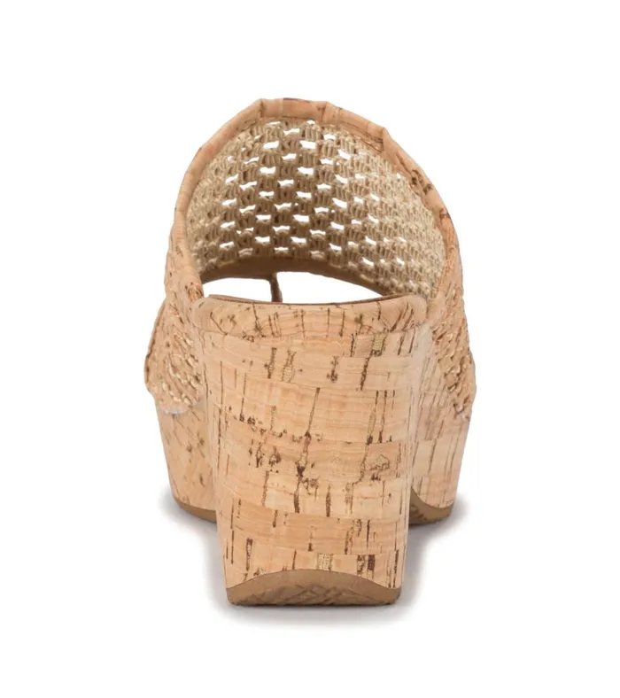 Women Bethie Wedge Sandal Natural Cork Baretraps Slides and Slip On Sandals
