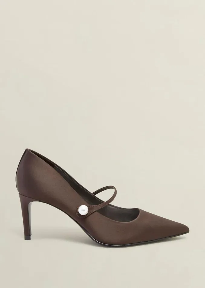Women Blake Mary Jane Satin Courts Deep Brown Hobbs Court Shoes