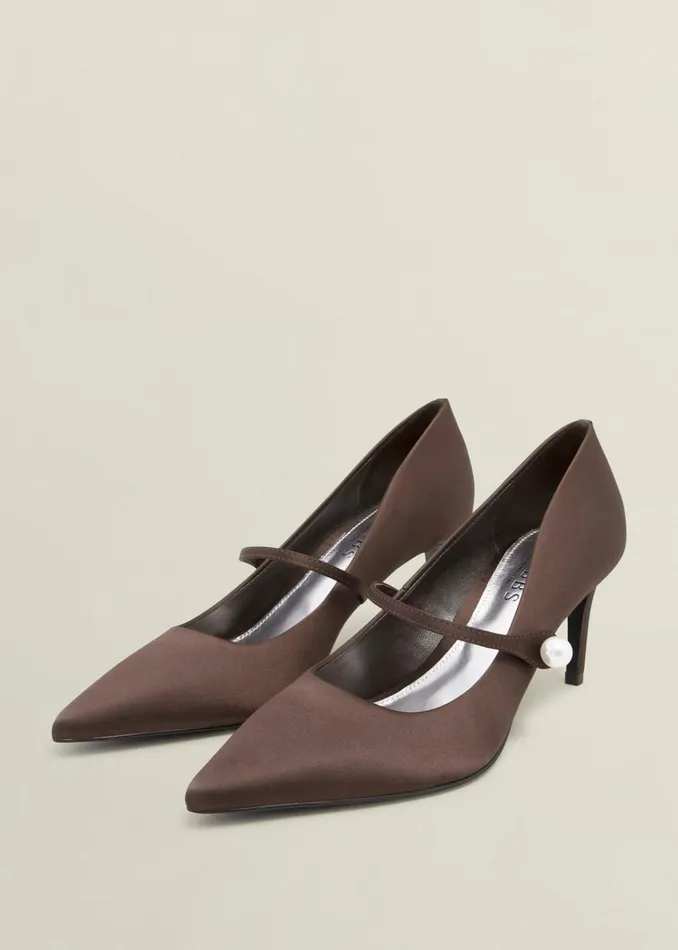 Women Blake Mary Jane Satin Courts Deep Brown Hobbs Court Shoes