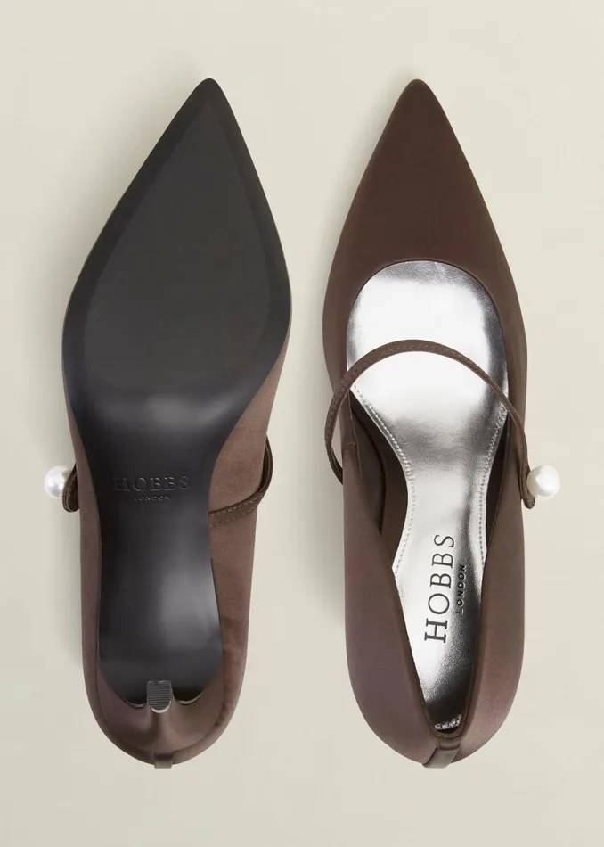 Women Blake Mary Jane Satin Courts Deep Brown Hobbs Court Shoes
