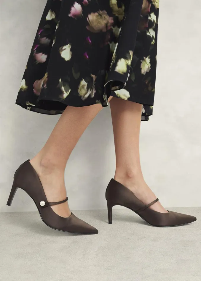Women Blake Mary Jane Satin Courts Deep Brown Hobbs Court Shoes