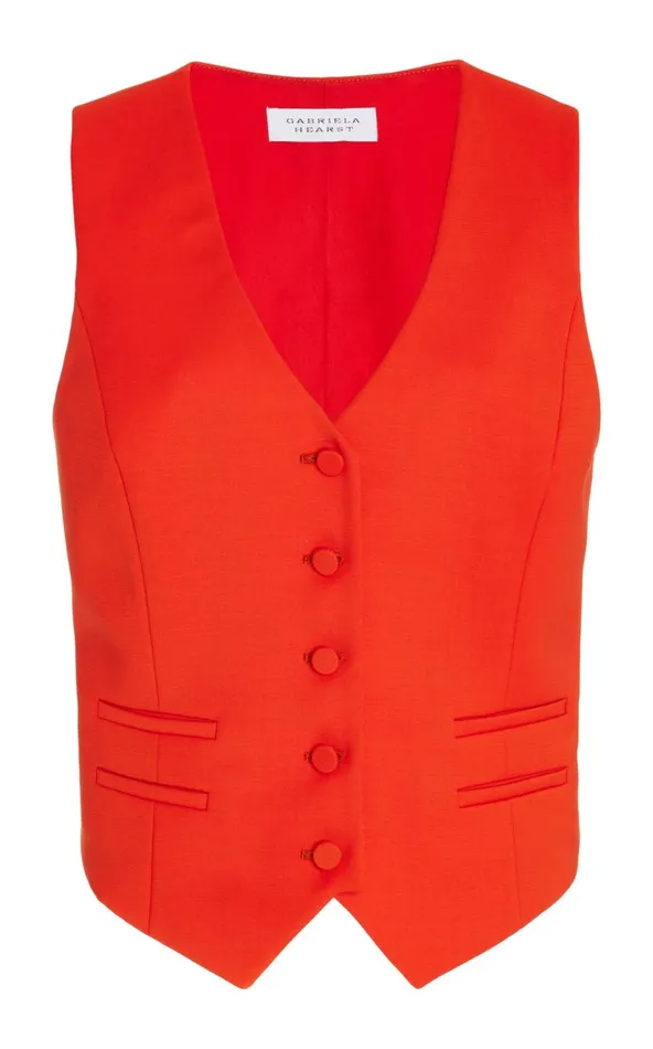 Women Blazers and Vests Gabriela Hearst Coleridge Vest In Tonic Orange Sportswear Wool