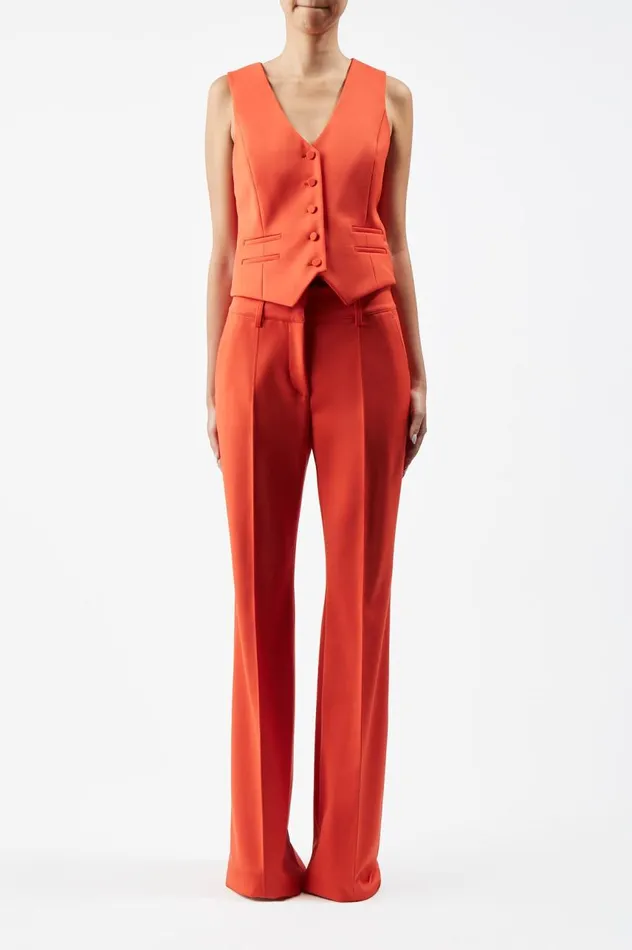Women Blazers and Vests Gabriela Hearst Coleridge Vest In Tonic Orange Sportswear Wool