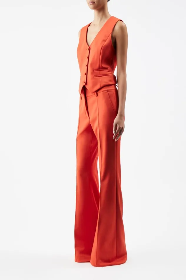 Women Blazers and Vests Gabriela Hearst Coleridge Vest In Tonic Orange Sportswear Wool