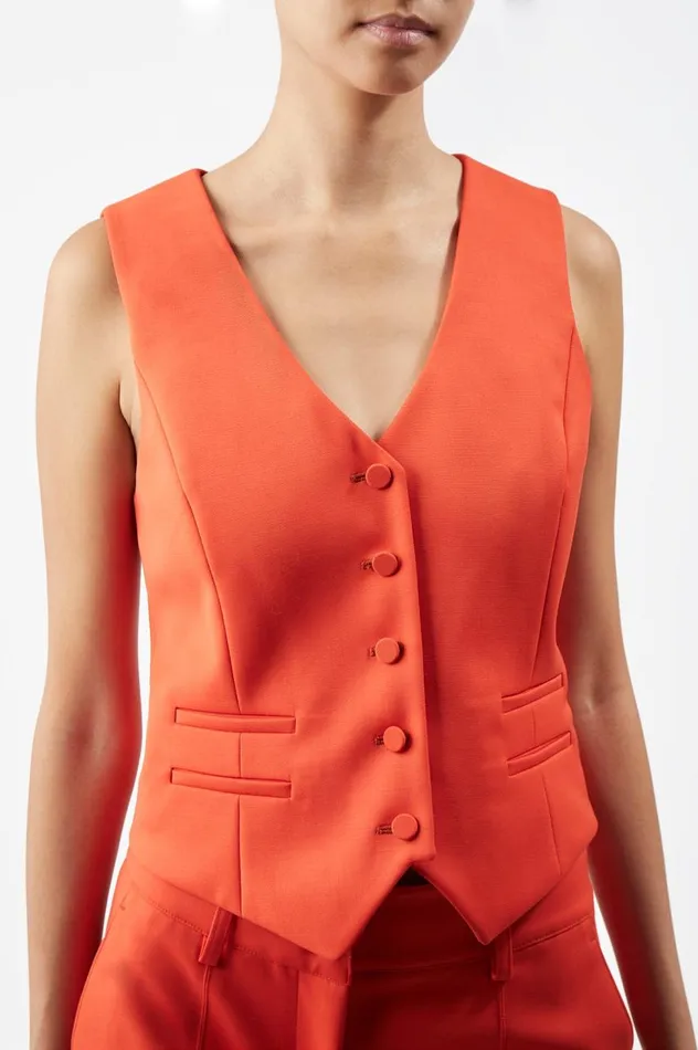 Women Blazers and Vests Gabriela Hearst Coleridge Vest In Tonic Orange Sportswear Wool