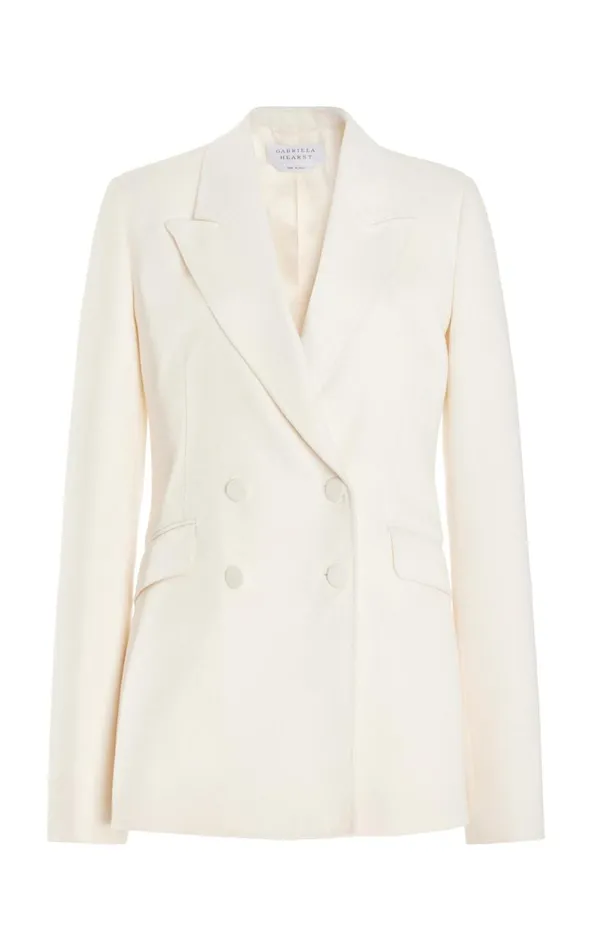 Women Blazers and Vests Gabriela Hearst Stephanie Blazer In Ivory Winter Silk