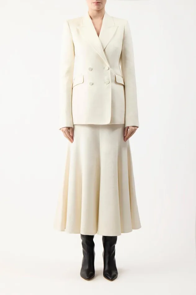 Women Blazers and Vests Gabriela Hearst Stephanie Blazer In Ivory Winter Silk