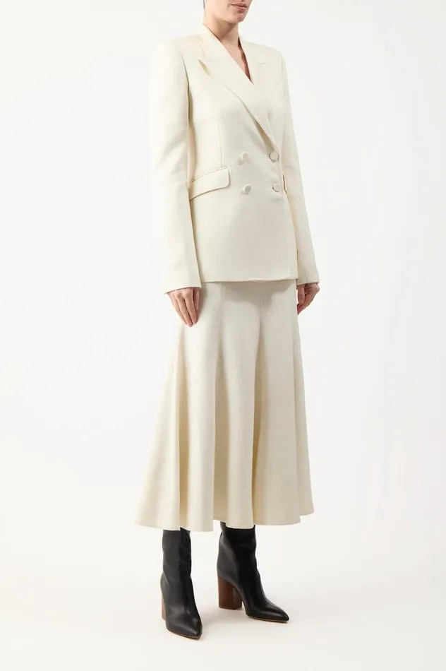 Women Blazers and Vests Gabriela Hearst Stephanie Blazer In Ivory Winter Silk