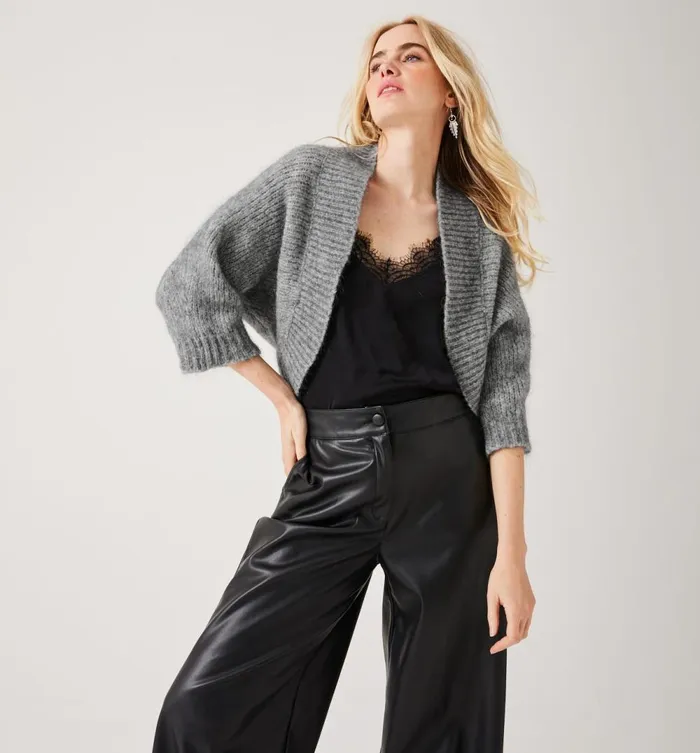 Women Bolero Including Mohair 8211 Light Grey Promod Jumpers And Cardigans