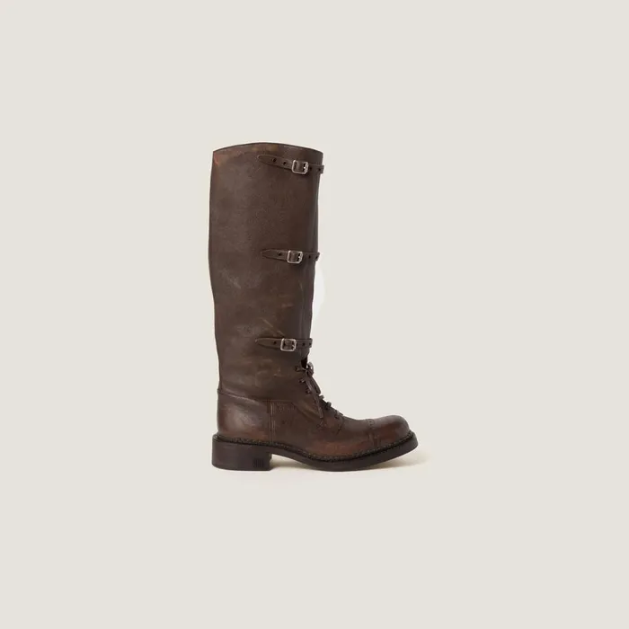 Women Boots And Ankle Boots Miu Miu Leather Boots Cocoa Brown Women Boots And Ankle Boots Miu Miu Leather Boots Cocoa Brown