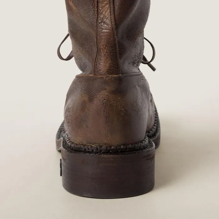 Women Boots And Ankle Boots Miu Miu Leather Boots Cocoa Brown Women Boots And Ankle Boots Miu Miu Leather Boots Cocoa Brown