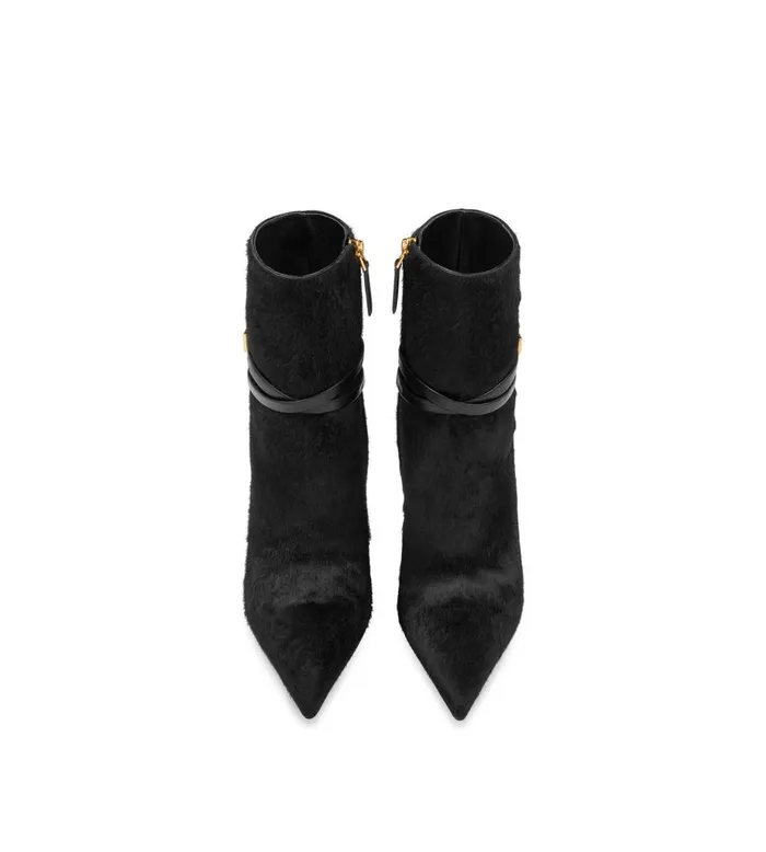 Women Boots Tom Ford Calf Hair Padlock Ankle Boot Black Women Boots Tom Ford Calf Hair Padlock Ankle Boot Black