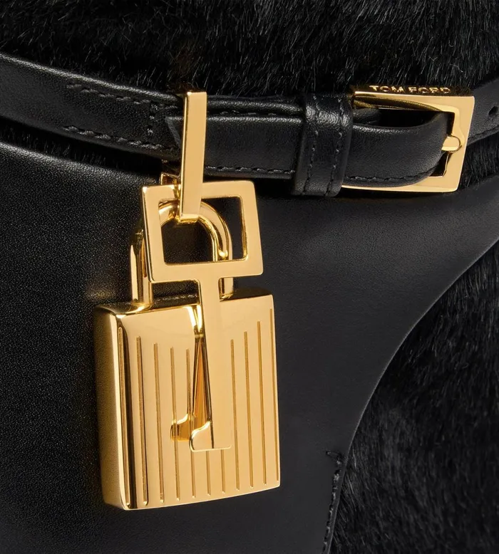 Women Boots Tom Ford Calf Hair Padlock Ankle Boot Black Women Boots Tom Ford Calf Hair Padlock Ankle Boot Black