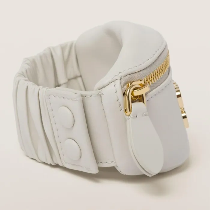 Women Bracelets Miu Miu Bracelet With Leather Minipouch Chalk White Women Bracelets Miu Miu Bracelet With Leather Minipouch Chalk White