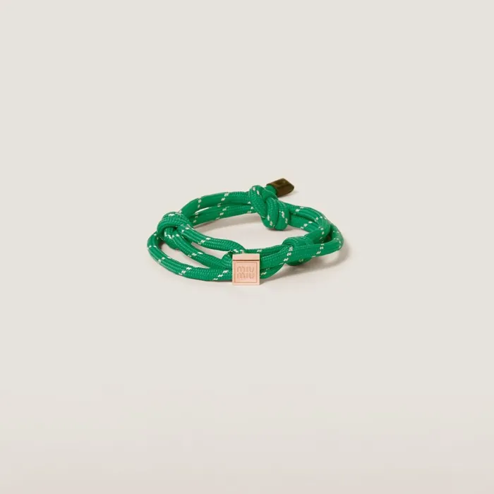 Women Bracelets Miu Miu Cord And Nylon Bracelet Emerald Green